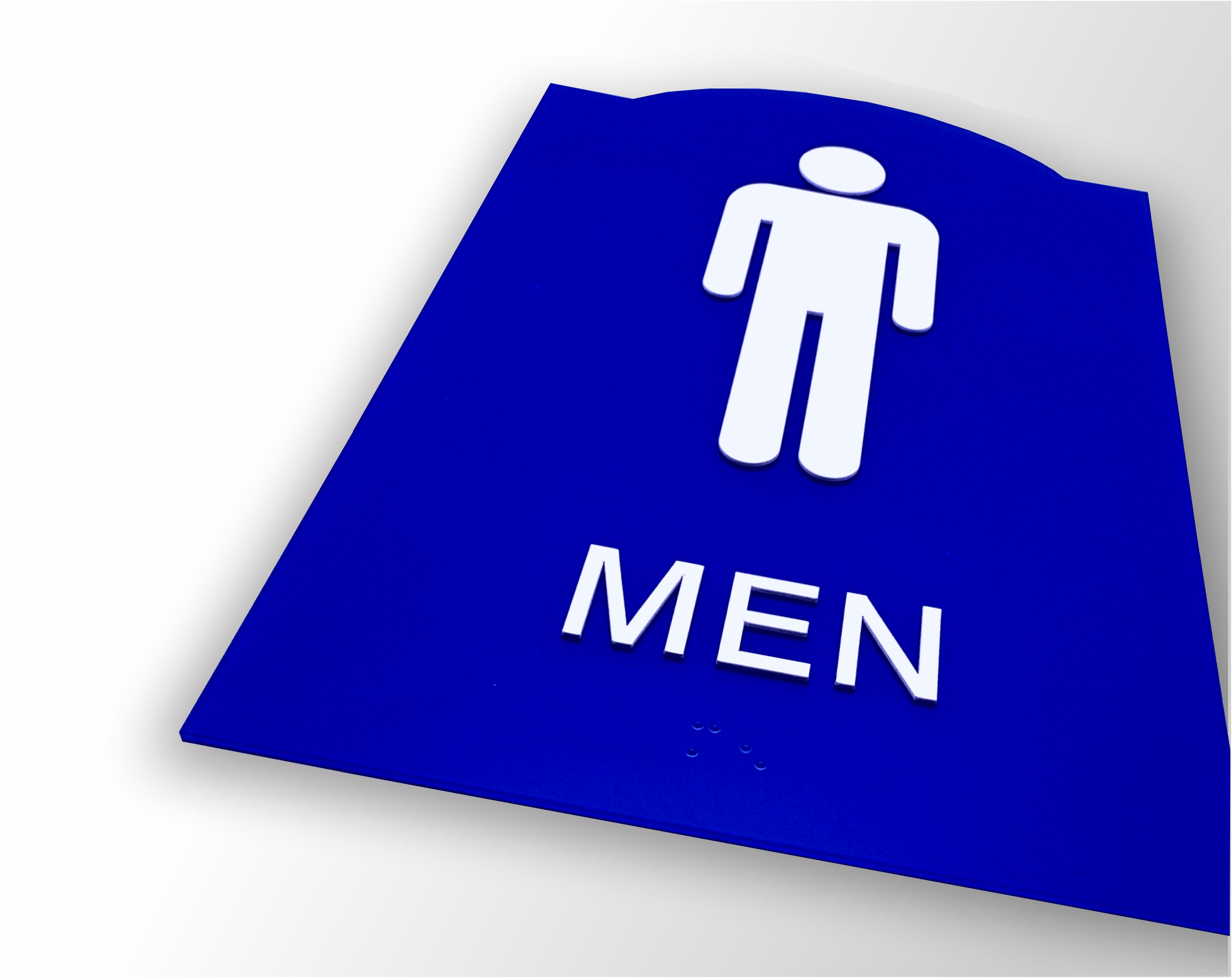 Crown ADA braille sign with decorative crown-top profile and raised tactile lettering